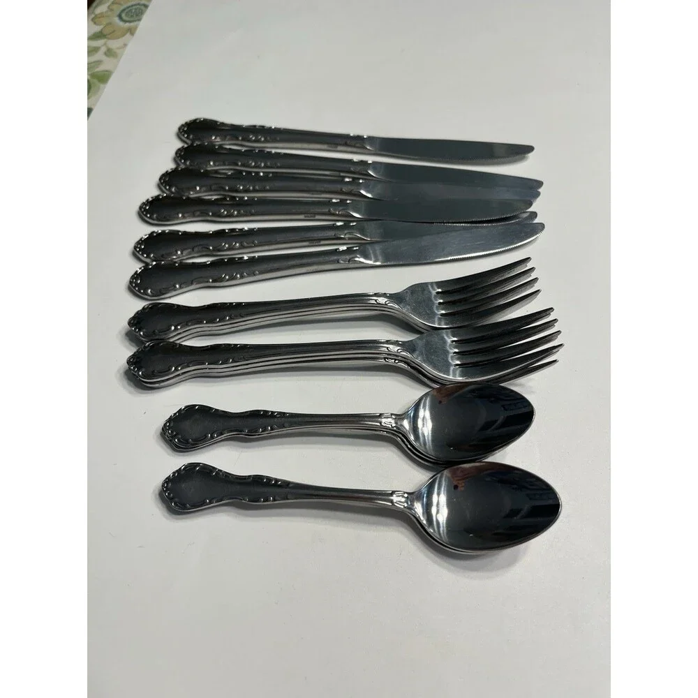 18pc Queens Court Japan Stainless Flatware Spoons/Forks/Knives 6 each